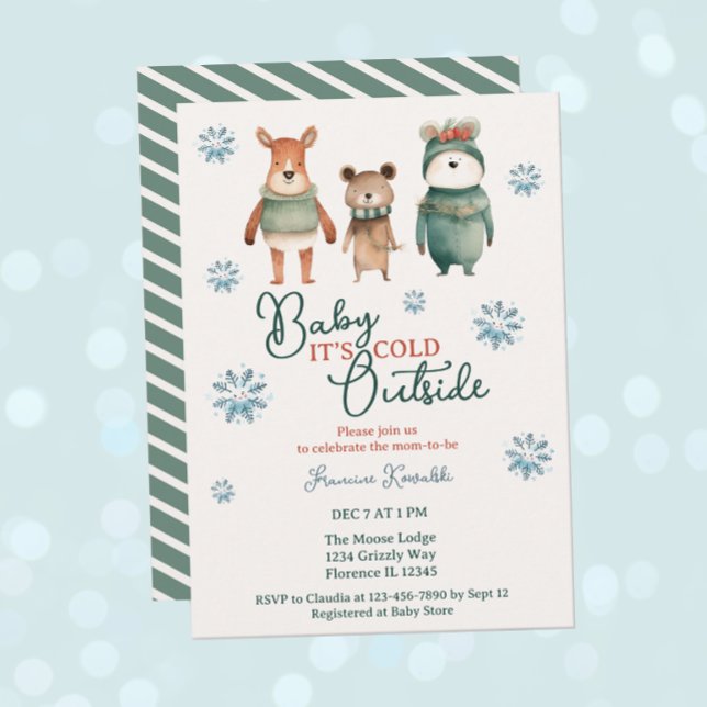 Baby It’s Cold Outside Woodland Animal Shower Invitation (Creator Uploaded)