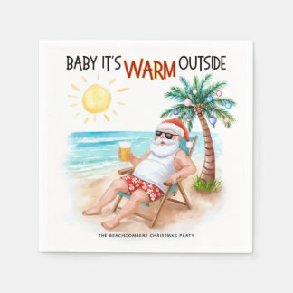 Baby It’s Warm Outside Tropical Christmas Santa Napkin