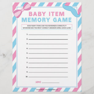 Baby Item Memory Game [Gender Surprise] Custom Letterhead