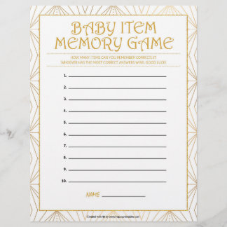 Baby Item Memory Game [Golden Lines] Custom Letterhead