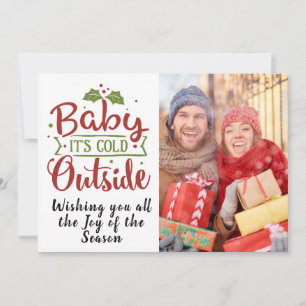 Baby It's Cold/Christmas Quote/2-Sided Card/Red Holiday Card