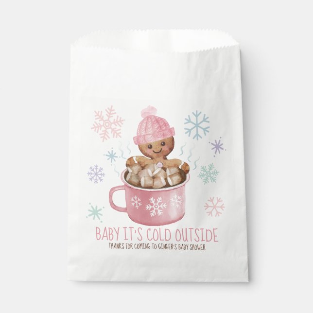 Baby It's Cold Cookie & Cocoa Girl Baby Shower  Favour Bag (Front)