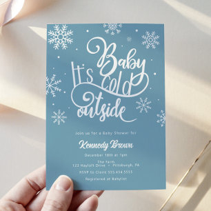 Baby it's Cold Out Purple Blue Baby Shower Invitation