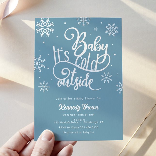 Baby it's Cold Out Purple Blue Baby Shower Invitation (Creator Uploaded)