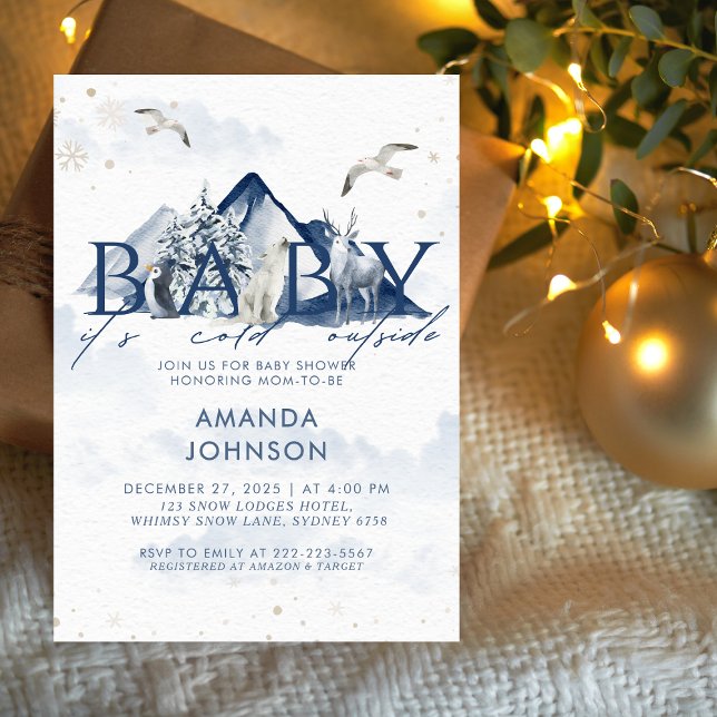 Baby Its Cold Outside Arctic Animals Baby Shower Invitation (Creator Uploaded)