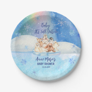 Baby It's Cold Outside Arctic Animals Baby Shower  Paper Plate