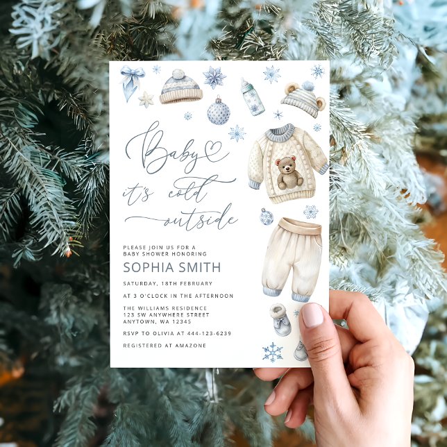Baby it's Cold Outside Baby Clothes Baby Shower Invitation (Creator Uploaded)