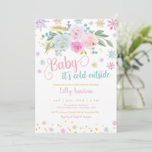 Baby It's Cold Outside Baby Girl Invitation