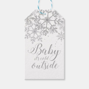 Baby it's Cold Outside Baby Showe Silver Gift Tags