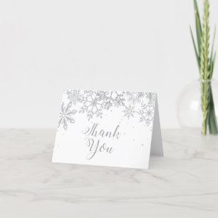 Baby it's Cold Outside Baby Showe Silver Thank You Card