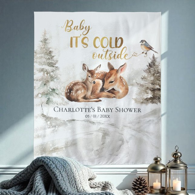 Baby it's cold outside Baby Shower Backdrop Tapestry (Creator Uploaded)