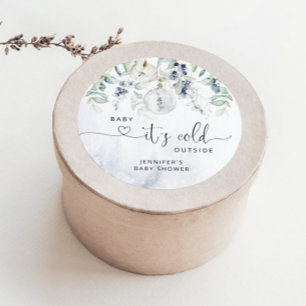 Baby its cold outside baby shower classic round sticker