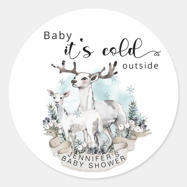 Baby its cold outside baby shower classic round sticker (Front)
