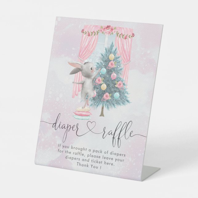 Baby It's Cold Outside Baby Shower Diaper Raffle Pedestal Sign (Front)