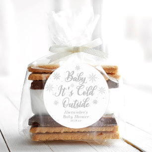 Baby It's Cold Outside Baby Shower Favour Classic Round Sticker