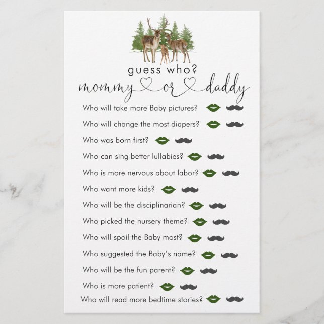 Baby It's Cold Outside Baby Shower Guess Who Game (Front)