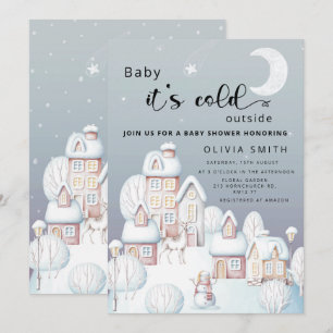 Baby it's cold outside baby shower information  invitation