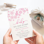 Baby It's Cold Outside | Baby Shower Invitation<br><div class="desc">Brrr! Frosty chic invitations for winter baby showers feature a top border of snowflakes in pink,  with "baby it's cold outside" in pink and grey lettering. Personalise with your baby girl shower details beneath using the template fields. Cards reverse to solid light pink.</div>