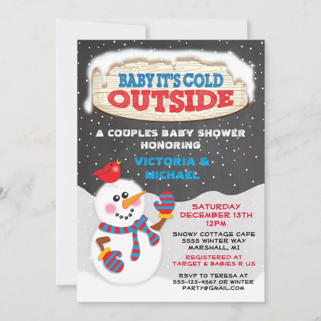 Baby it's cold outside baby shower invitation (Front)