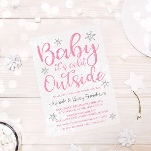 Baby It's Cold Outside Baby Shower Invite - Pink