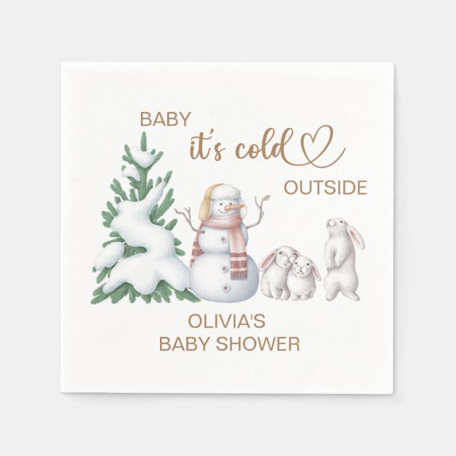 Baby its cold outside. Baby Shower Napkin (Front)