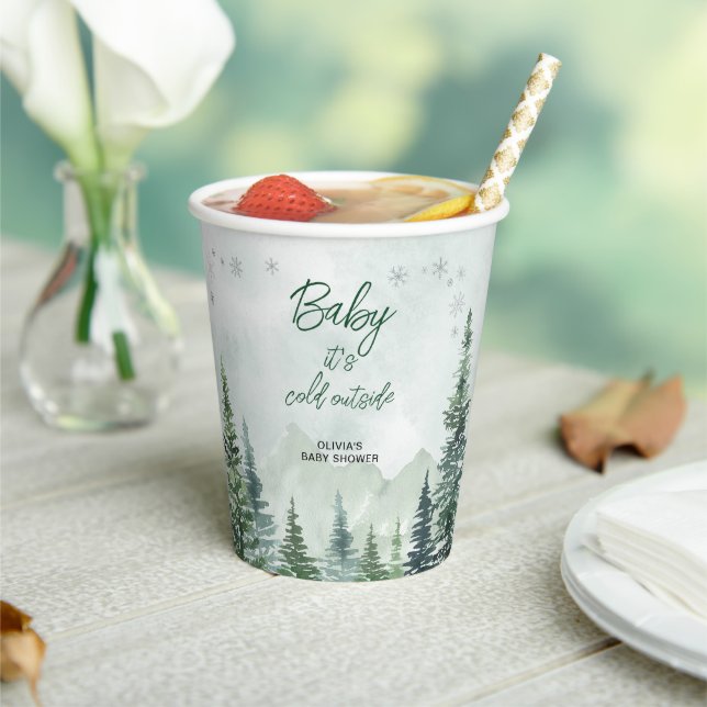 Baby it's Cold Outside Baby Shower Paper Cups (Insitu)