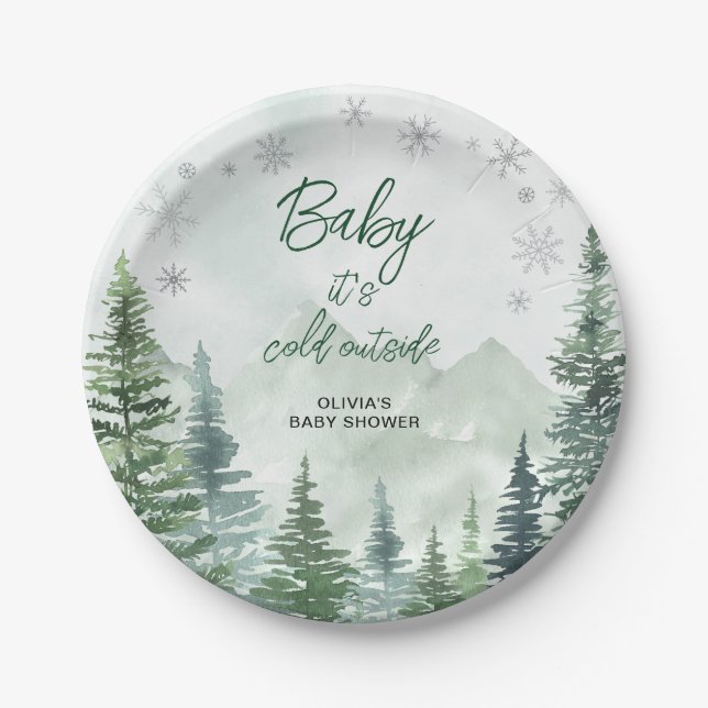 Baby it's Cold Outside Baby Shower Paper Plate (Front)