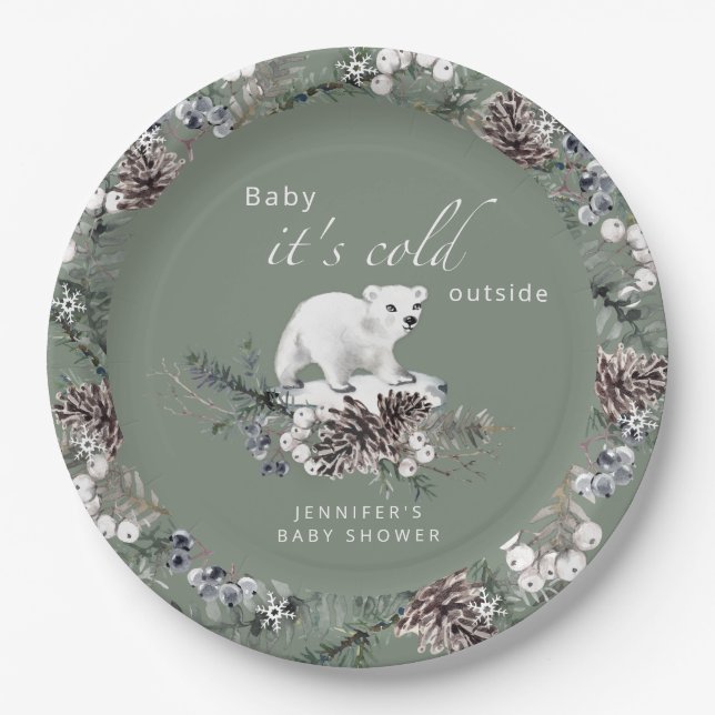 Baby its cold outside baby shower paper plates (Front)
