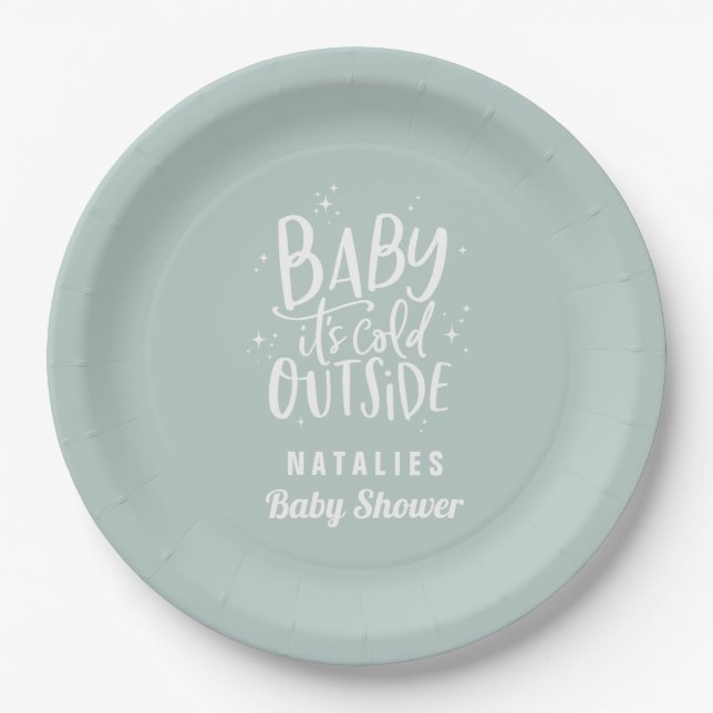 Baby it's cold outside baby shower party  paper plate (Front)