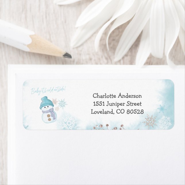 Baby It's Cold Outside Baby Shower Return Address Label (Insitu)