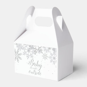 Baby it's Cold Outside Baby Shower Silver Favour Box