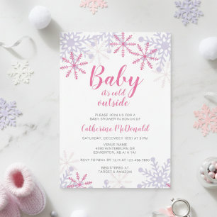Baby It's Cold Outside Baby Shower Snowflakes Invitation