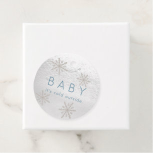 Baby It's Cold Outside Baby Shower Thank You Blue Favour Tags
