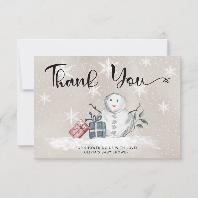 Baby its cold outside baby shower thank you card (Front)