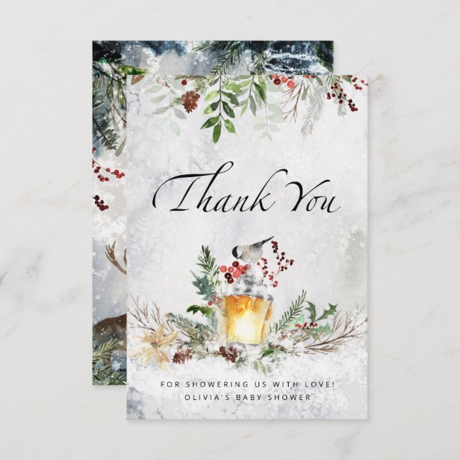 Baby its cold outside baby shower thank you card (Front/Back)