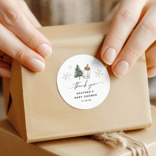 Baby It's Cold Outside Baby Shower Thank You Classic Round Sticker (Creator Uploaded)