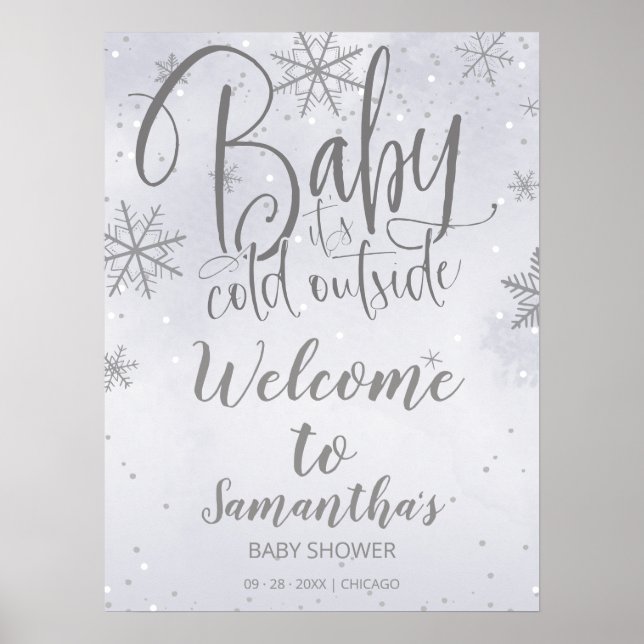 Baby It's Cold Outside Baby Shower Welcome Sign (Front)