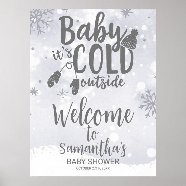 Baby It's Cold Outside Baby Shower Welcome Sign (Front)