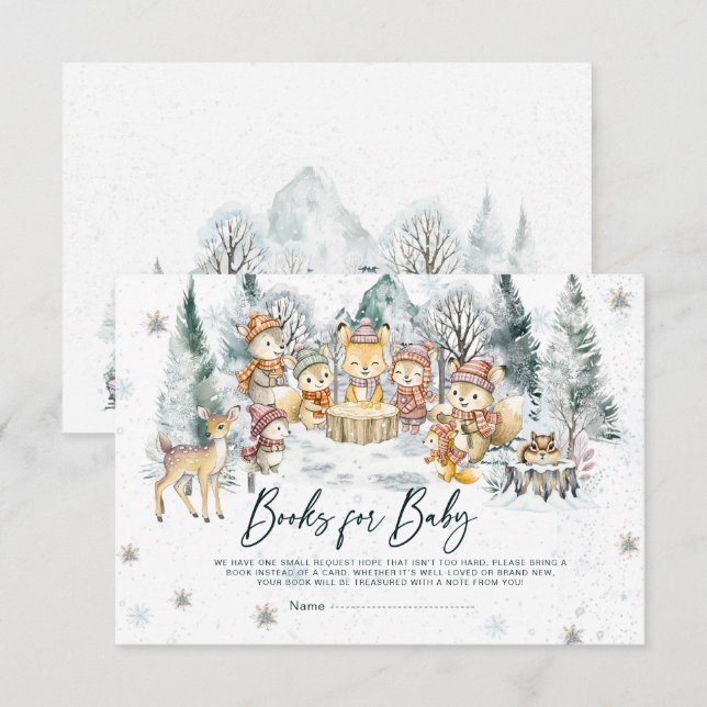 Baby Its Cold Outside Baby Shower Woodland Books  Enclosure Card (Front/Back)