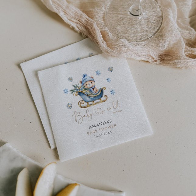 Baby It's Cold Outside Bear Baby Shower Napkin (Creator Uploaded)