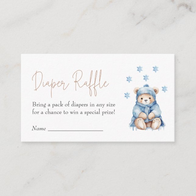 Baby It's Cold Outside Bear Diaper Raffle Enclosure Card (Front)