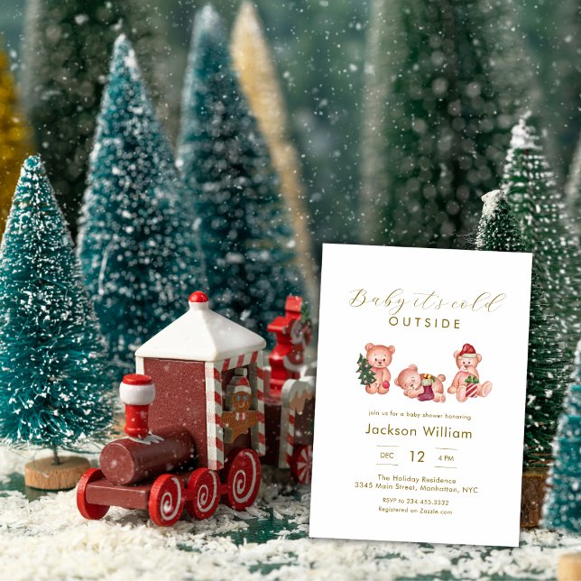 Baby It's Cold Outside Bear Winter Baby Shower Invitation (Baby It's Cold Outside Bear Winter Baby Shower Invitation)