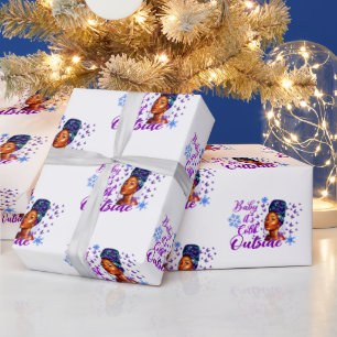 Baby It's Cold outside Beauty Afro Woman Christmas Wrapping Paper