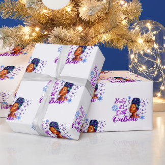Baby It's Cold outside Beauty Afro Woman Christmas Wrapping Paper