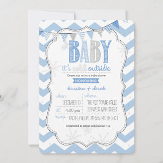 Baby It's Cold Outside Blue Baby Shower Invite