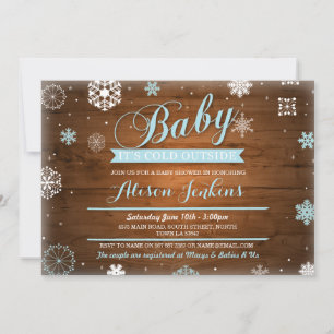 Baby It's Cold Outside Blue Baby Shower Invite