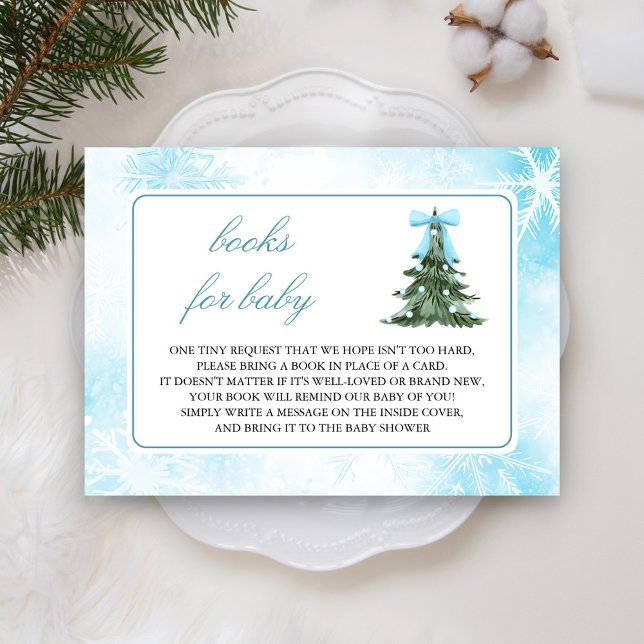 Baby It's Cold Outside Blue Bow Book Request Enclosure Card (Creator Uploaded)
