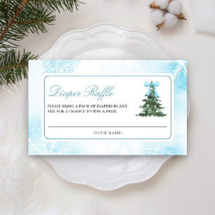 Baby It's Cold Outside Blue Bow Diaper Raffle Enclosure Card