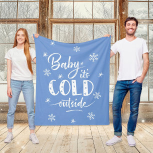 Baby It's Cold Outside Blue Fleece Blanket