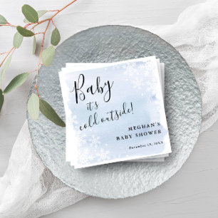 Baby It's Cold Outside Blue Personalised Napkin